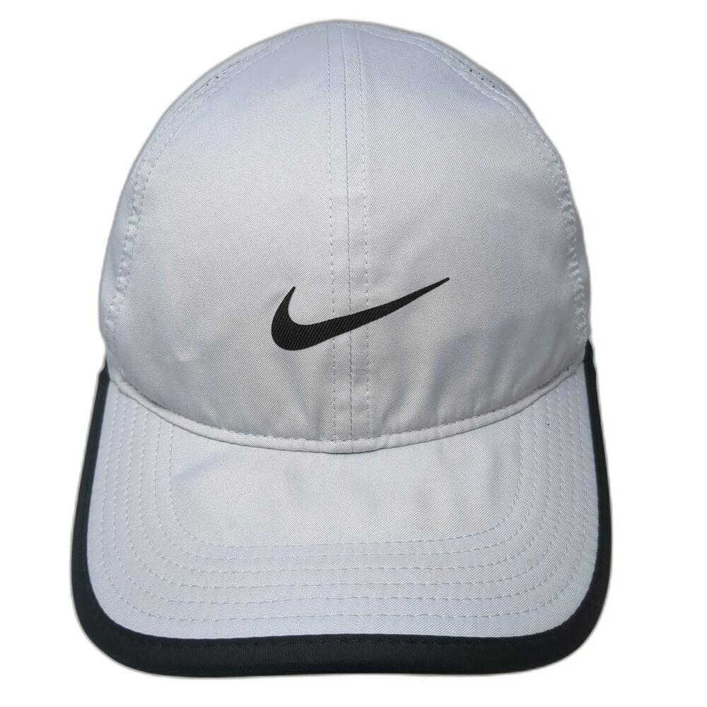 Nike Baseball Cap Gray One Size Featherlight Dri-Fit Adjustable Hat Swoosh Sport